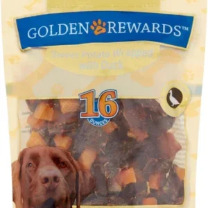 Golden Rewards sweet potato wrapped duck dog treats 16 oz bag