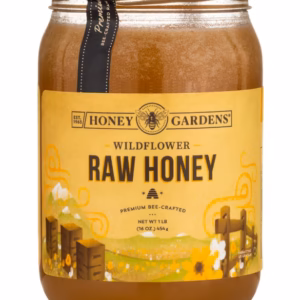 Raw Honey Wildflower 16 oz jar front label view