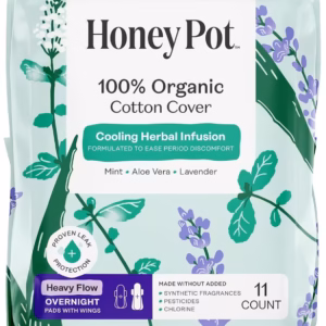 Cooling Herbal Infusion 100% Organic Cotton Overnight Pads – 11 Count Pack