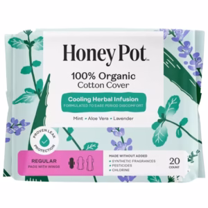 Cooling Herbal Infusion Organic Cotton Regular Pads With Wings pack front view