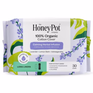 Calming herbal infusion long liners with 100% organic cotton cover – 30 count pack