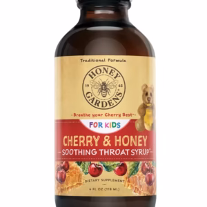 Kids Cherry & Honey Soothing Throat Syrup bottle – 4 fl oz 118 ml