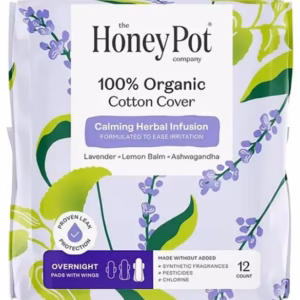 100% Organic Cotton Overnight Pads with Wings – Front Packaging