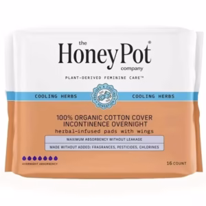 100% organic cotton incontinence overnight pads with wings – front view